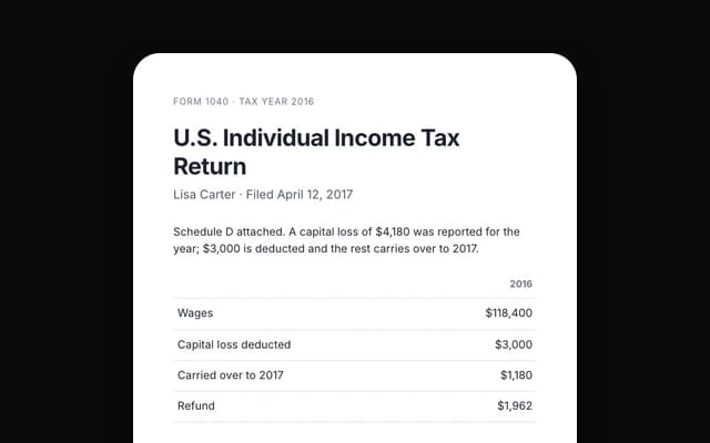 The first page of a 2016 tax return.