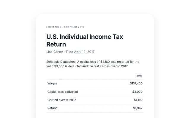 The first page of a 2016 tax return.