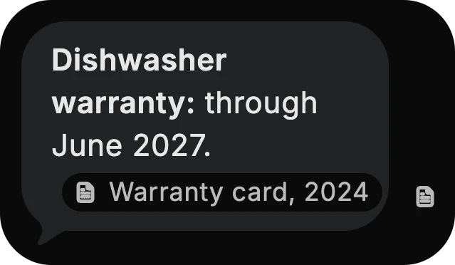 Dvina’s answer: dishwasher warranty through June 2027, from the warranty card saved in 2024.
