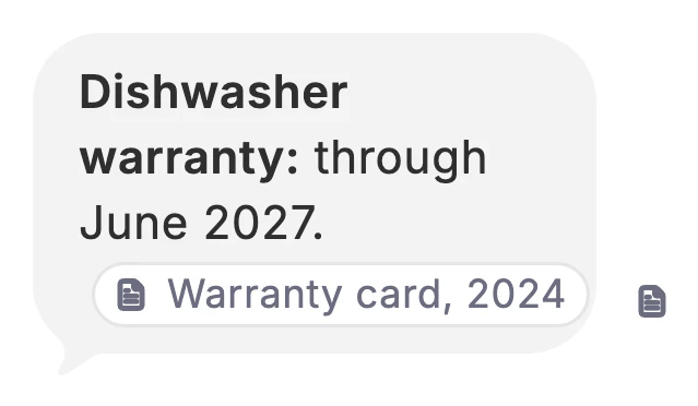 Dvina’s answer: dishwasher warranty through June 2027, from the warranty card saved in 2024.