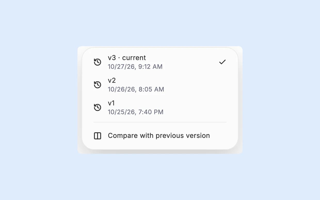 A file’s version history in Dvina.