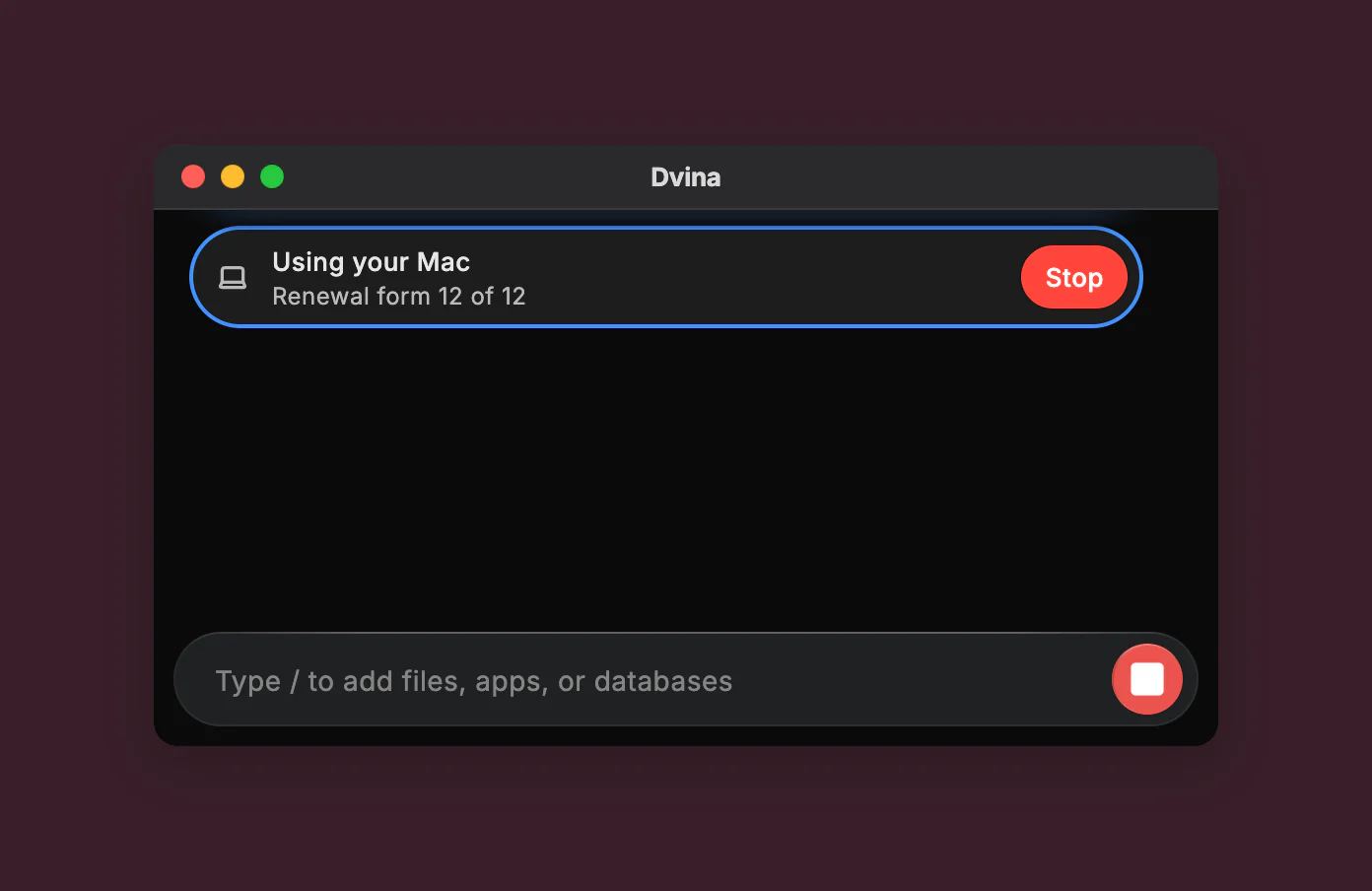 Dvina in una finestra sul Mac, mentre usa il computer: modulo di rinnovo 12 di 12 nel gestionale desktop dell’agenzia.