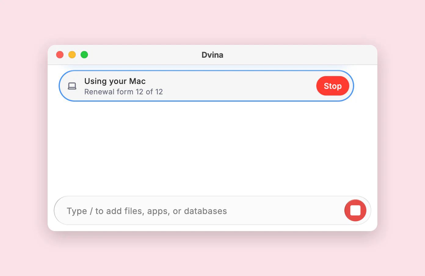 Dvina in una finestra sul Mac, mentre usa il computer: modulo di rinnovo 12 di 12 nel gestionale desktop dell’agenzia.