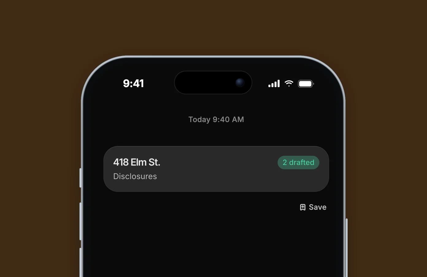 Dvina su un iPhone: la documentazione informativa per il 418 di Elm Street, con due moduli già in bozza.