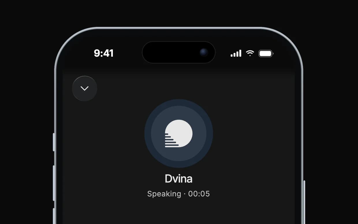 A call with Dvina on an iPhone, its words as captions.